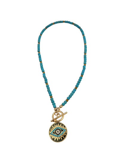 Summer Evil Eye Charm Pendant Necklace