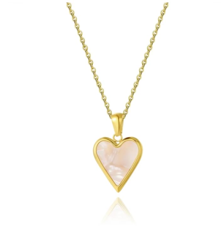 SET Beaded Personalized Letter Chocker and Pearl Heart Gold Plated Necklaces