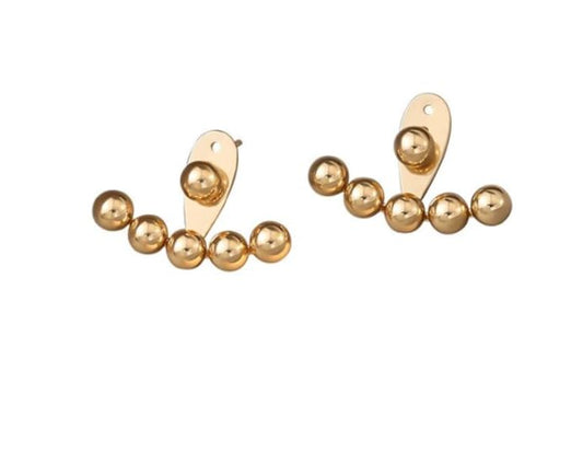 Gold Plated Ball Trail Ear Crawler Earrings Stainless Steel