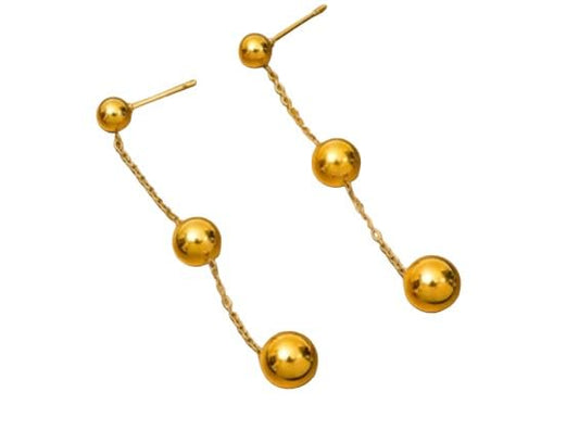 "Balls Up" Gold Ball Beads Drop Dangle Stud Earrings for Women