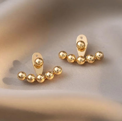 Gold Plated Ball Trail Ear Crawler Earrings Stainless Steel