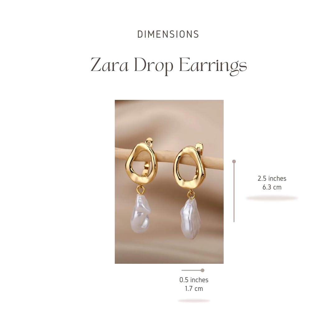 "Zara" Dangle Drop Elegant Pearl Earrings for Women