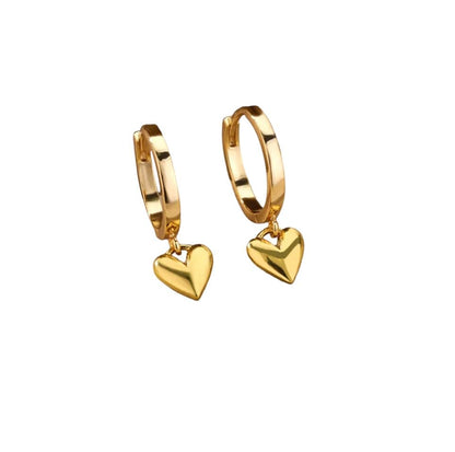 Tarnish Free "Heart Drop" Gold Hoop Drop Earrings