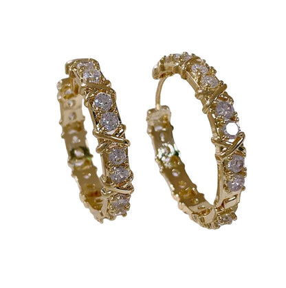 Gold Lux Hoop Zircon Earrings for Women