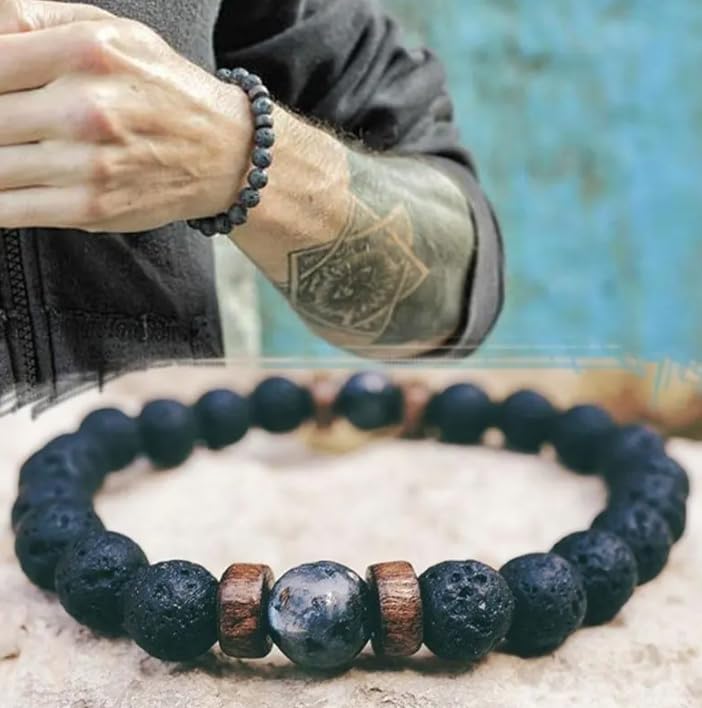 Volcanic Stone Bead Tibetan Chakra Bracelet