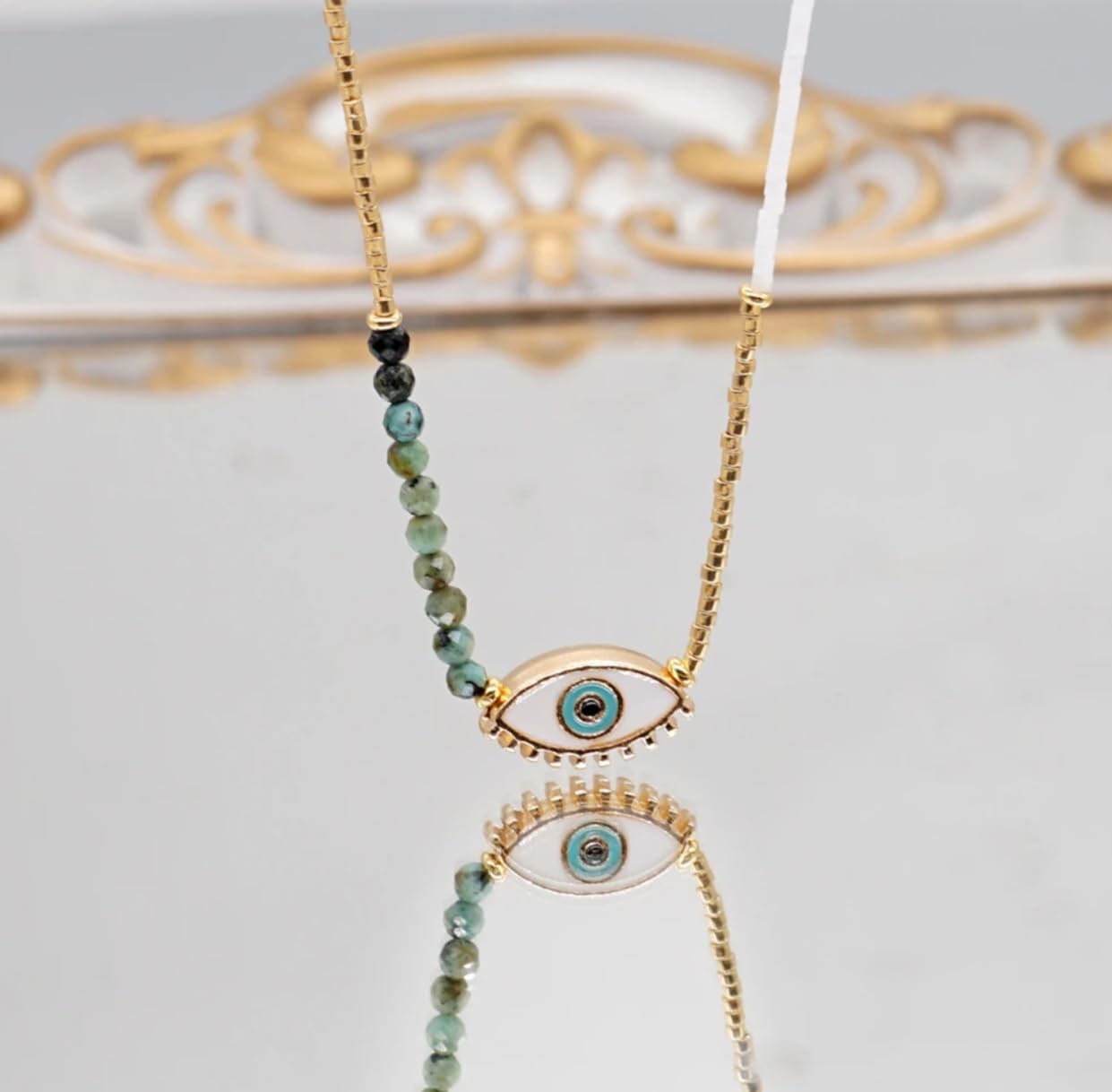 "Summer Air" Beaded Chocker Evil Eye Necklace Set for Women