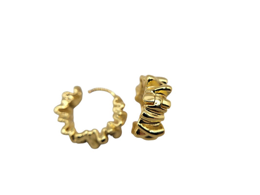 Wrinkle Gold Hoop Earrings