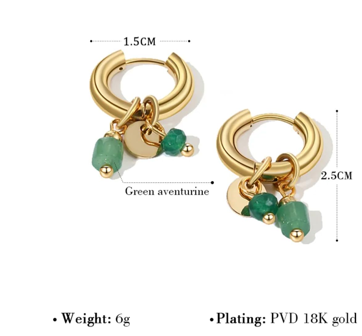 Green Charm Huggie Earrings