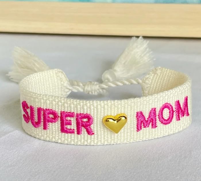 Super Mom Embroidery Bracelets | Adjustable Bracelet Mother's Day Gift For Your Super Mom