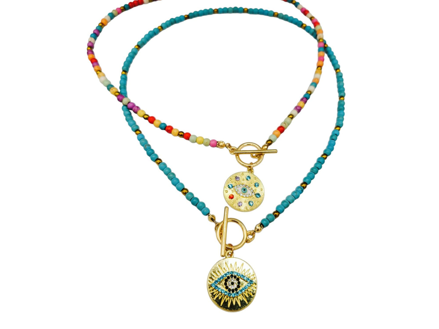 Summer Evil Eye Charm Pendant Necklace