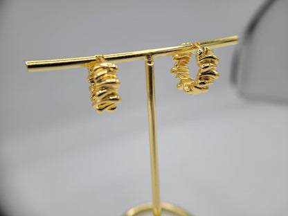 Wrinkle Gold Hoop Earrings