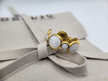 Gold Acrylic White Natural Stone Ring