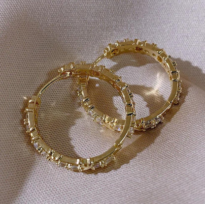 Gold Lux Hoop Zircon Earrings for Women