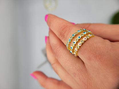 Turkish Evil Eye Open Stackable Ring