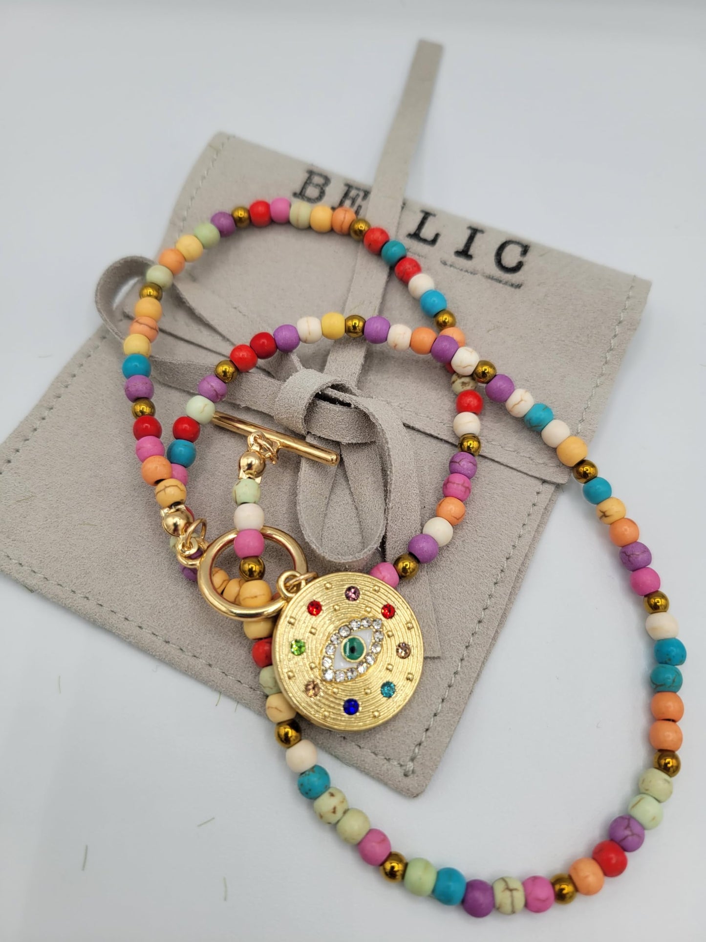 Summer Evil Eye Charm Pendant Necklace