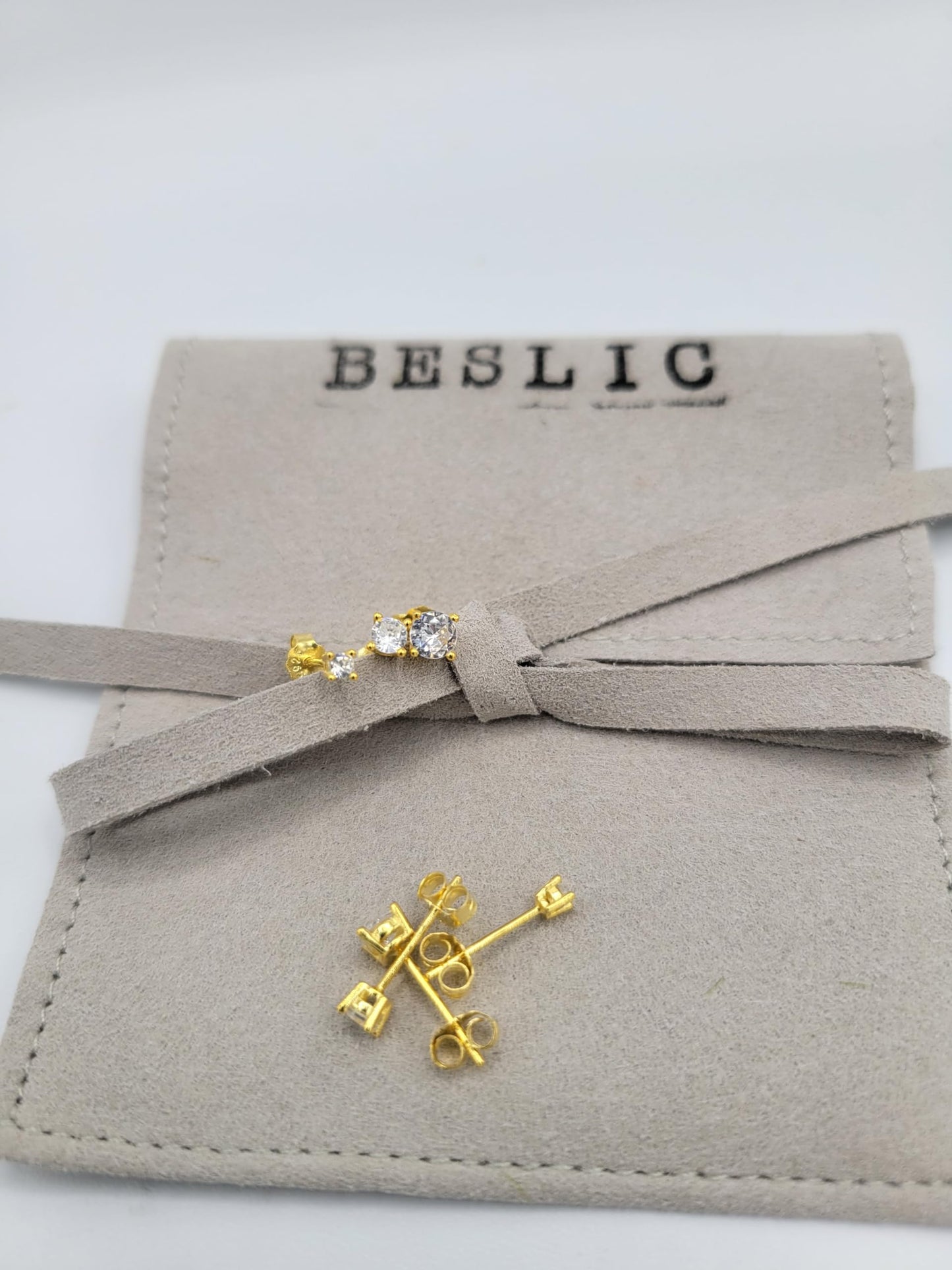 3 Piece Set 14K Gold and 925 Silver Stud Earrings for Women