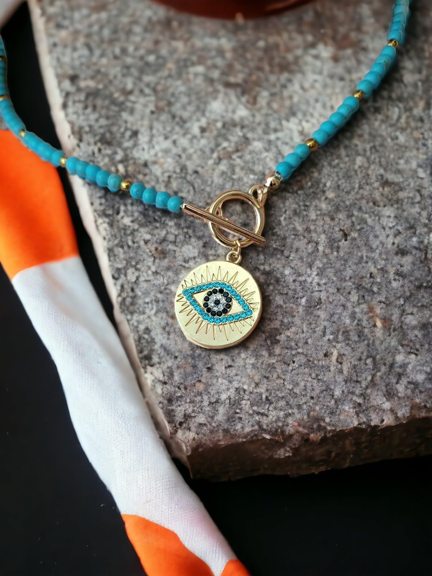 Summer Evil Eye Charm Pendant Necklace