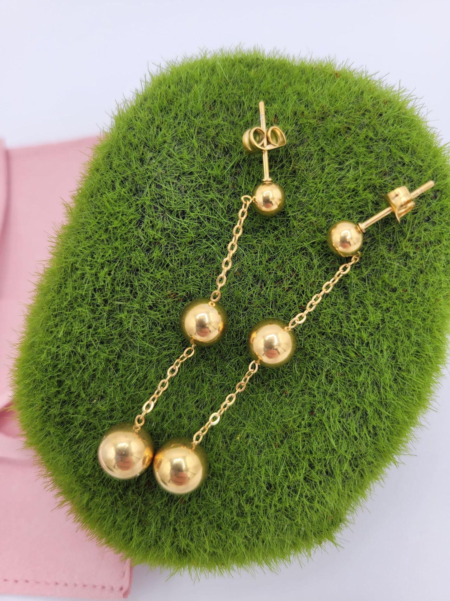 "Balls Up" Gold Ball Beads Drop Dangle Stud Earrings for Women