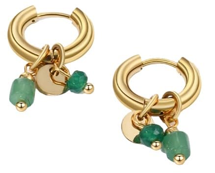 Green Charm Huggie Earrings