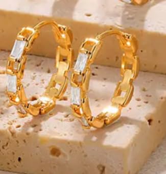 Gold Link Chain Hoop Earrings