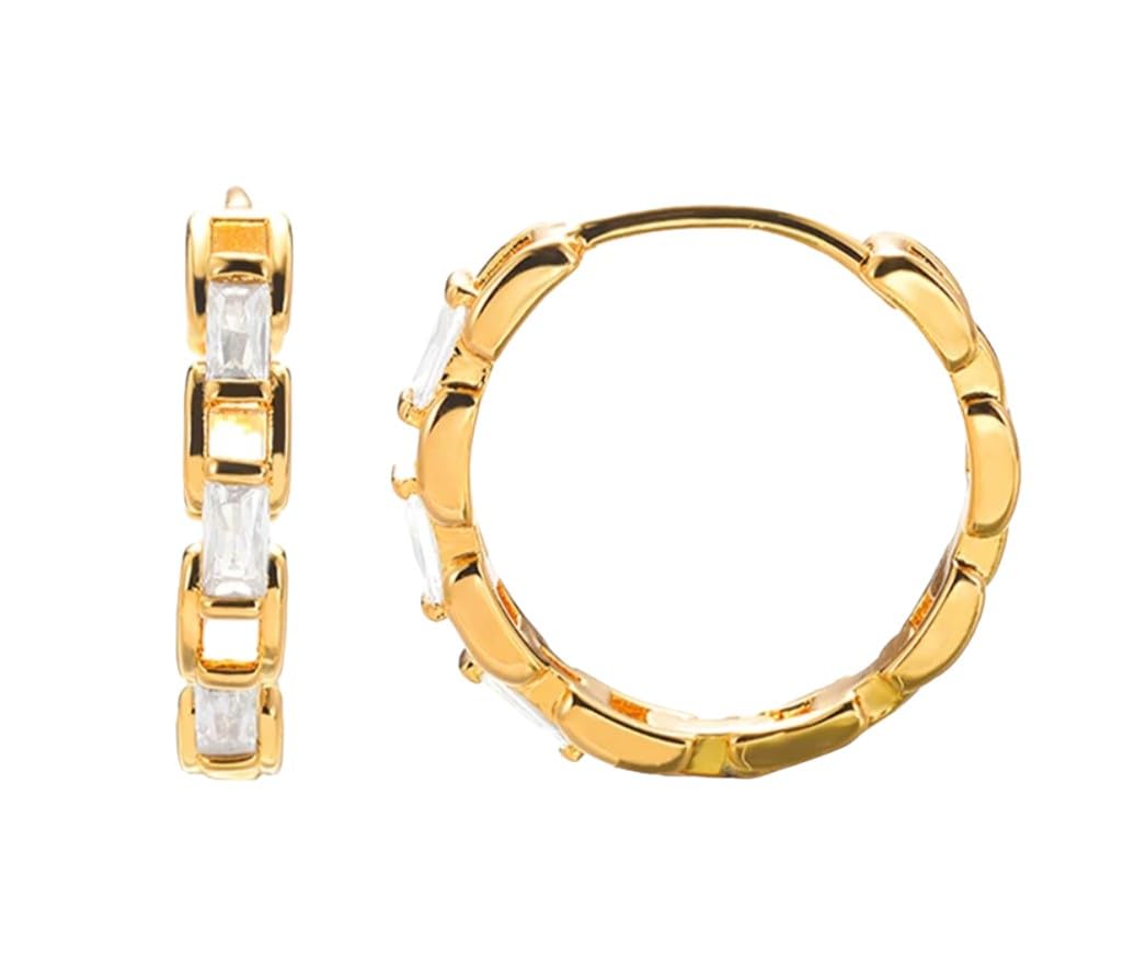 Gold Link Chain Hoop Earrings