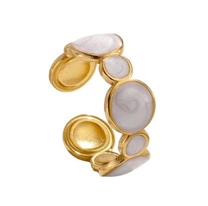 Gold Acrylic White Natural Stone Ring