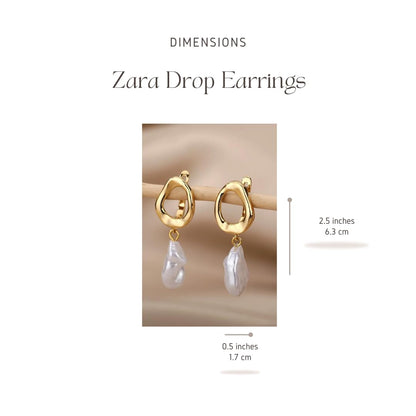 "Zara" Dangle Drop Elegant Pearl Earrings for Women