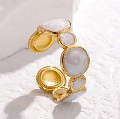 Gold Acrylic White Natural Stone Ring