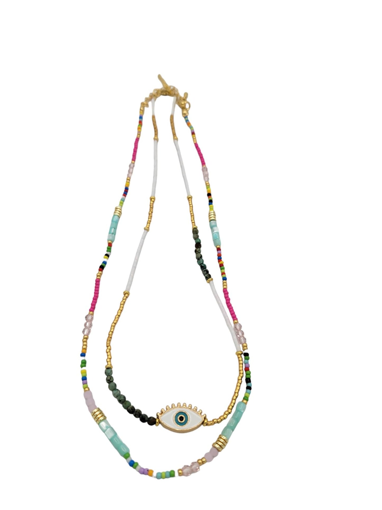 "Summer Air" Beaded Chocker Evil Eye Necklace Set for Women