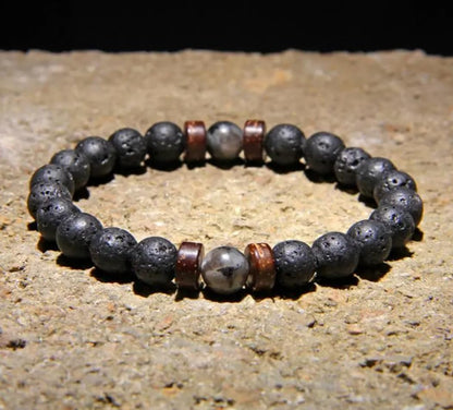 Volcanic Stone Bead Tibetan Chakra Bracelet