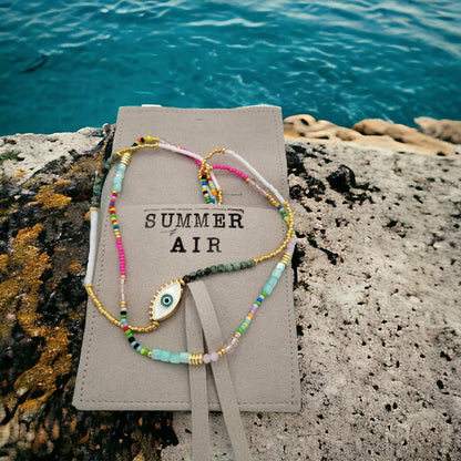 "Summer Air" Beaded Chocker Evil Eye Necklace Set for Women