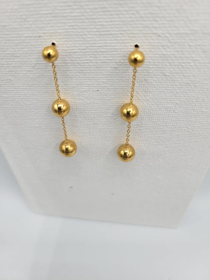 "Balls Up" Gold Ball Beads Drop Dangle Stud Earrings for Women