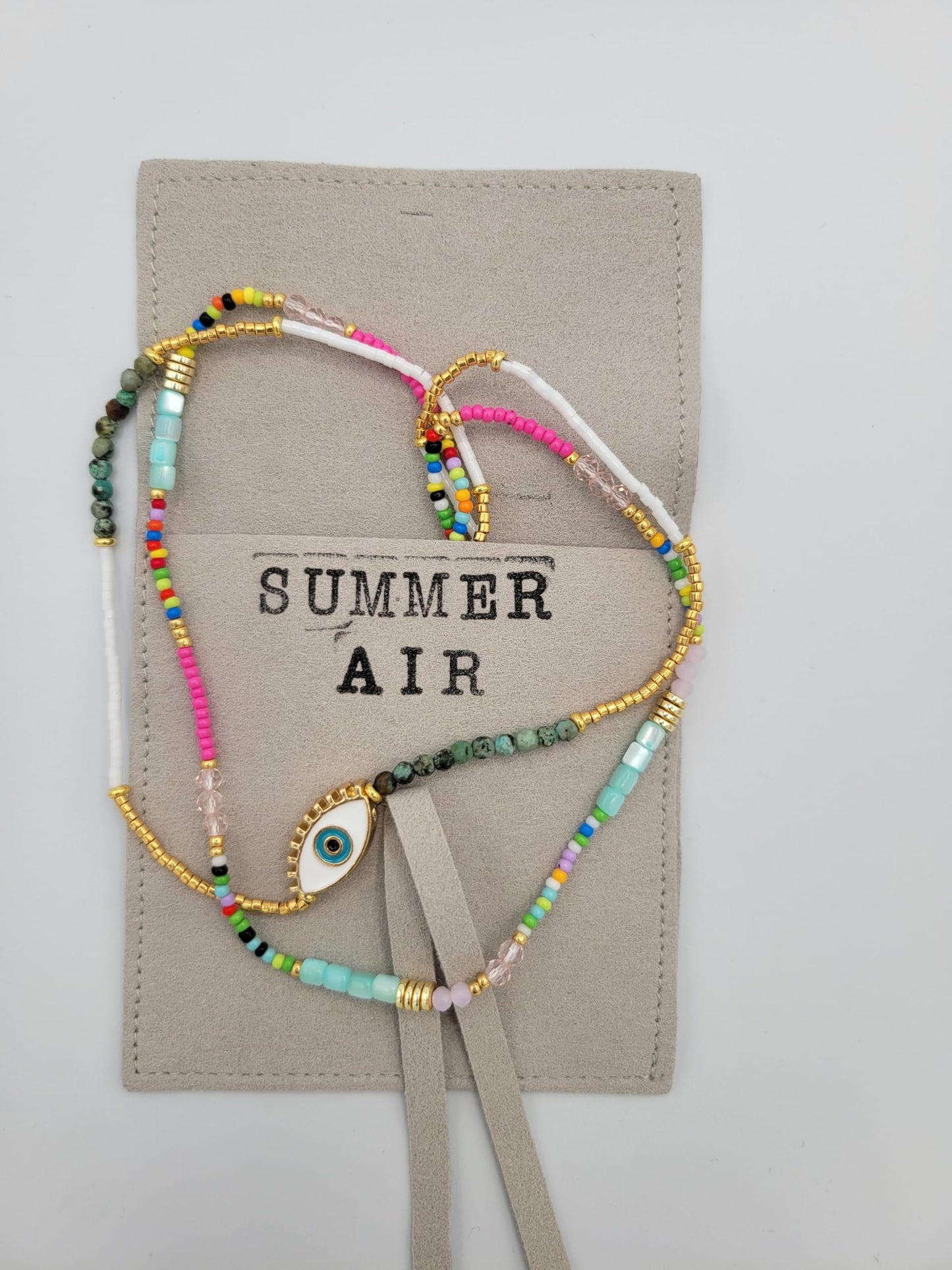 "Summer Air" Beaded Chocker Evil Eye Necklace Set for Women